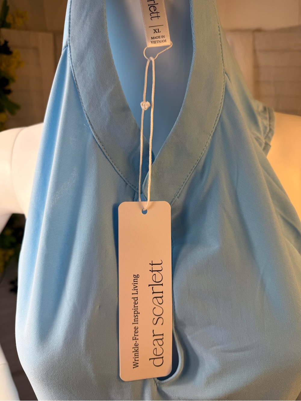 Dear Scarlett Sleeveless Light Blue Tiered V-Neck Dress w/pockets - Picture 9 of 12